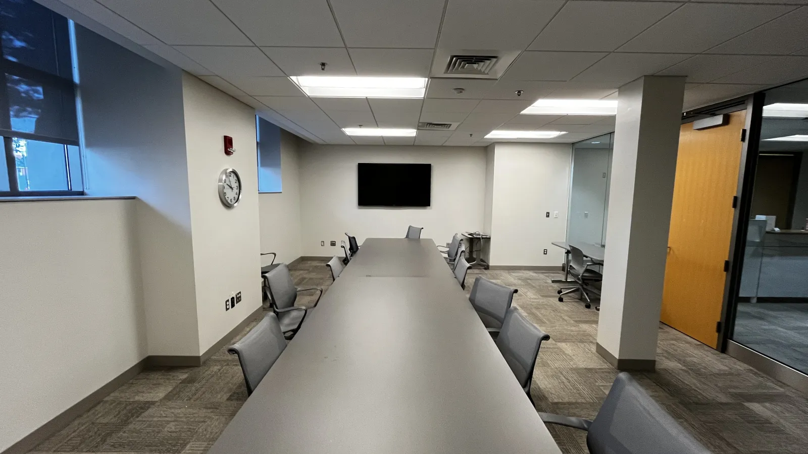 A view of the TV in the conference room.