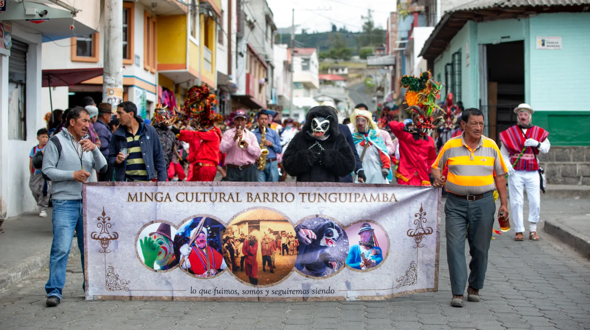 Parade of People in Masks