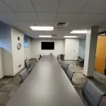 A view of the TV in the conference room.